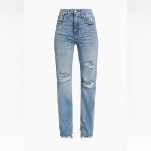 Good American Light Blue Distressed High Rise Jeans